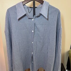 Cider Button Down Pinstripe Blouse